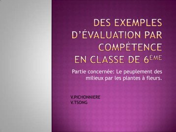 Des exemples d'Ã©valuation par compÃ©tence en classe de 6Ã¨me