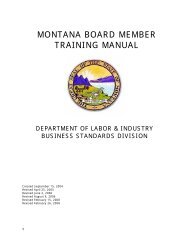 MONTANA BOARD MEMBER TRAINING MANUAL - Montana DLI