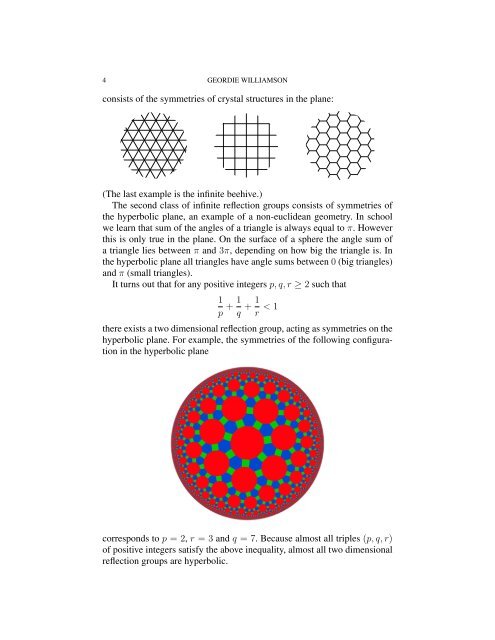 THE GEOMETRY OF REFLECTION GROUPS Our first encounter ...