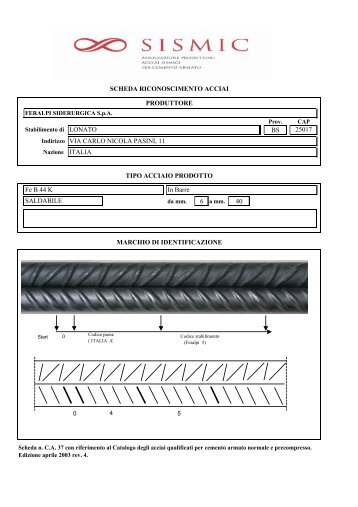 SCHEDE ACCIAI SISMIC (BARRE FERALPI)