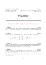 Lineare Algebra I 4. Hausaufgabe - Institut fÃ¼r Mathematik - TU Berlin