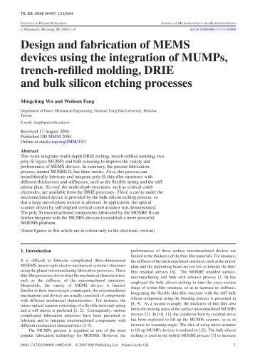 Design and fabrication of MEMS devices using the integration of ...