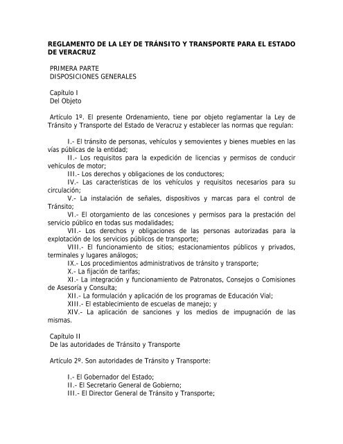 reglamento de la ley de transito y transporte