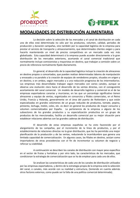 MODALIDADES DE DISTRIBUCIÃN ALIMENTARIA - Proexport