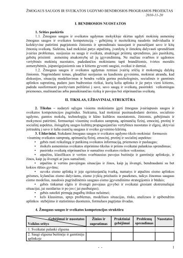 Å½mogaus saugos ir sveikatos bendrosios programos projektas