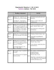 Experimental Chemistry I, 361 & 361H Tentative Syllabus--Fall 2012 ...