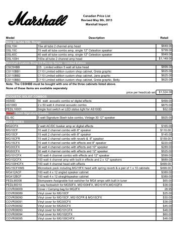 Canadian Price List Revised May 9th, 2013 Marshall ... - Erikson Music