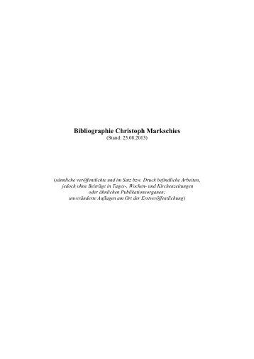 pdf Bibliography Christoph Markschies (275.33 KB) - Antikes ...