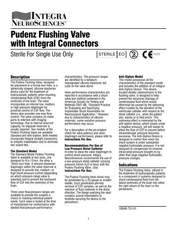 Pudenz Flushing Valve with Integral Connectors