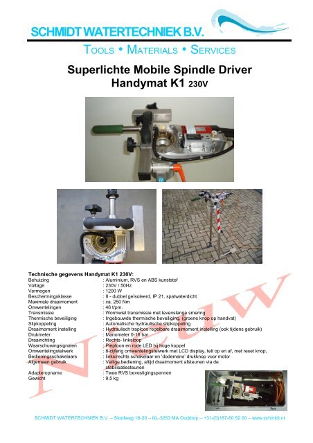 Superlichte Mobile Spindle Driver Handymat K1 230V - Schmidt ...