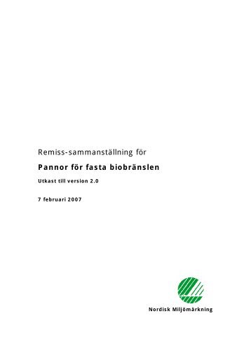 Pannor för fasta biobränslen - Svanen