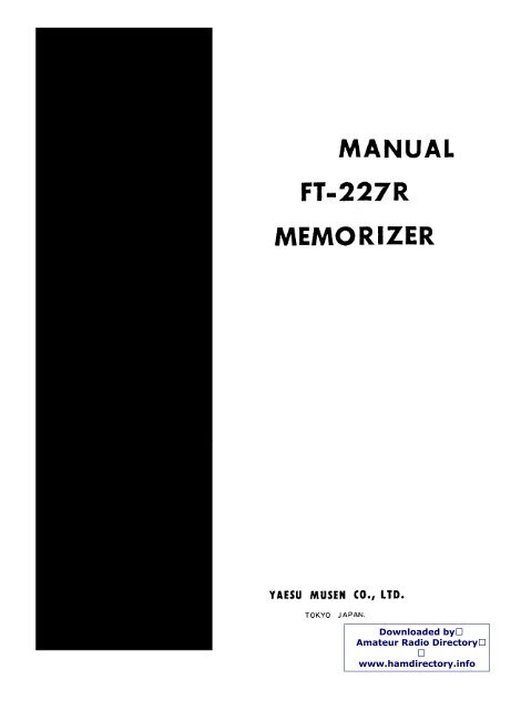 YAESU - FT-227R User manual