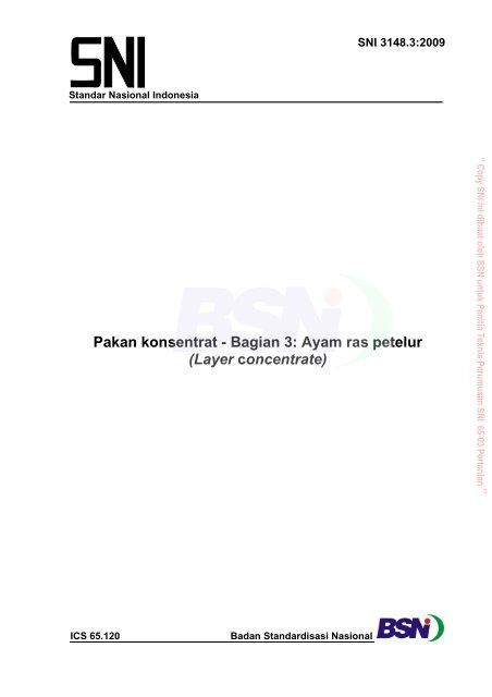 SNI Pakan Konsentrat Ayam Ras Petelur Nomor 3148.3 ... - D8-AFIC