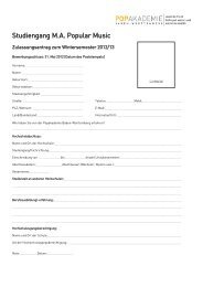 Zulassungsantrag - Popakademie Baden-Württemberg