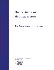 HEALTH STATUS OF HOMELESS WOMEN AN ... - YWCA Canada