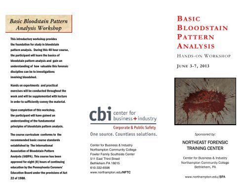 Basic Bloodstain Pattern Analysis Workshop - Ames Laboratory