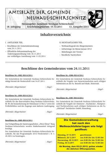 Beschlüsse des Gemeinderates vom 24.11.2011 - Neuhaus ...