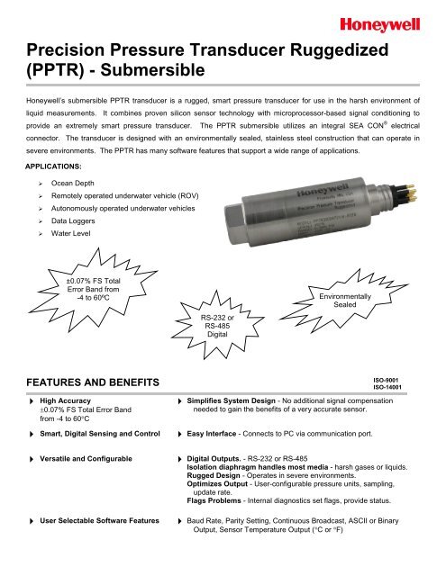 Precision Pressure Transducer Ruggedized (PPTR ... - Honeywell