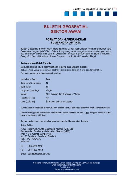 Buletin Geospatial Sektor Awam - Bil 1/ 2007 - Malaysia Geoportal