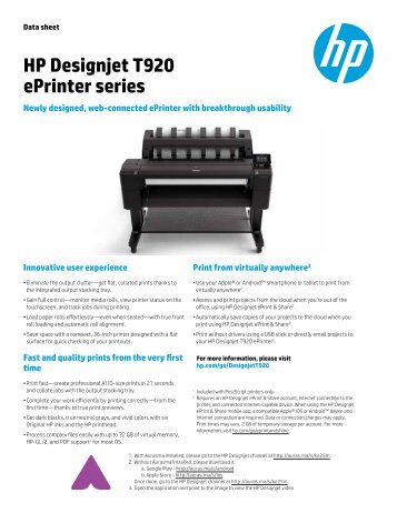 HP Designjet T920 ePrinter series