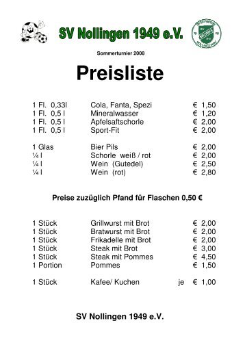 Download Preisliste - Sportverein Nollingen 1949 eV