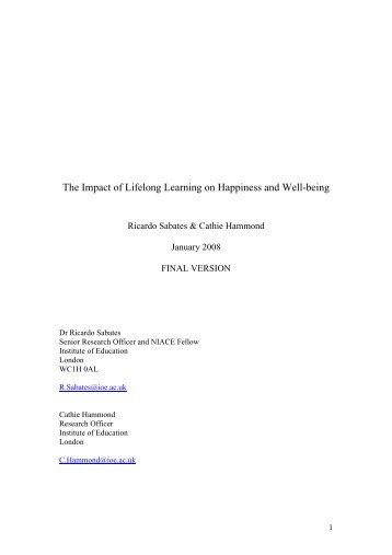 The Impact of Lifelong Learning on Happiness and Well-being - Niace