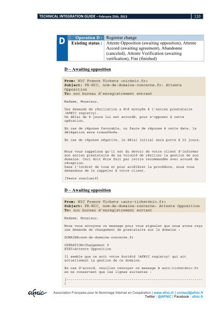 Technical Integration Guide - Afnic