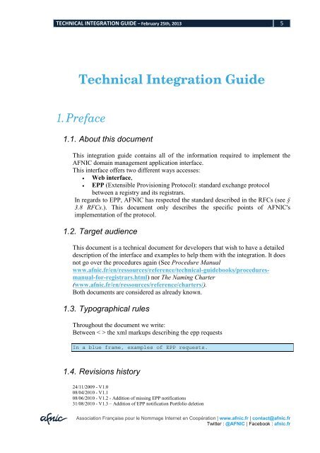 Technical Integration Guide - Afnic