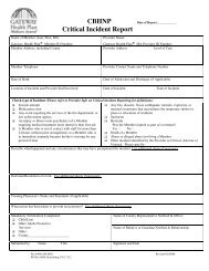 Critical Incident Provider Report Form 02/20/08 - CBHNP