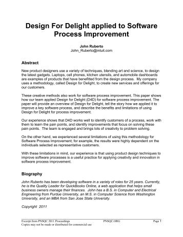 Design For Delight applied to Software Process ... - PNSQC