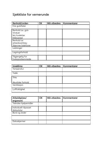 Sjekkliste for vernerunde
