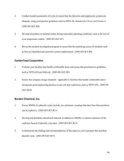 CTA Report, Draft 1, ISP Review - US Chemical Safety and Hazard ...