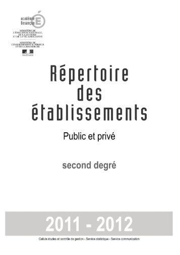 Établissements d'enseignement public - Académie de Besançon