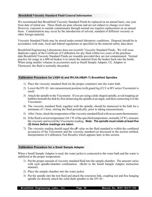 BROOKFIELD DV-II+ PROGRAMMABLE VISCOMETER Operating ...