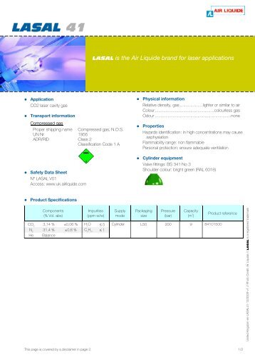 LASAL 41 Specification - Air Liquide UK