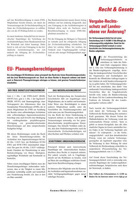 KammerNachrichten 5/01 - Kammer der ZiviltechnikerInnen für ...