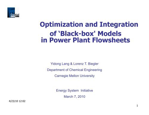 of 'Black-box' Models in Power Plant Flowsheets Optimization and ...