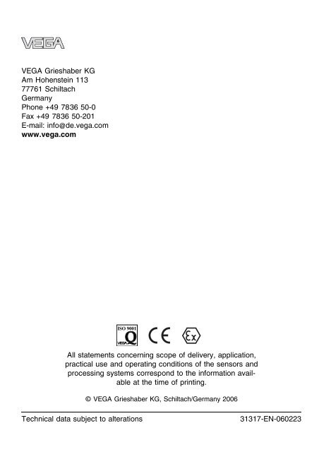 Operating Instructions - VEGACAP 67 with two-wire output - Insatech