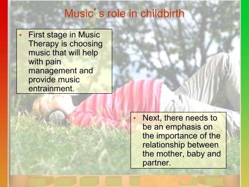 Music as Therapy for Pregnancy, Birth and Early Development