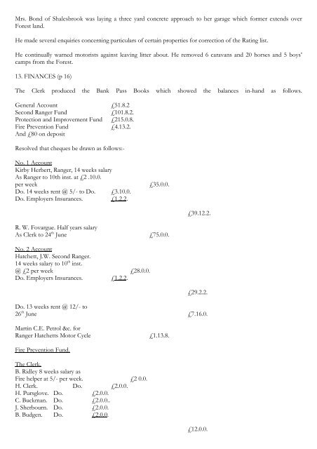 Transcript Historical Minute Book 1933 to 1940 - Ashdown Forest