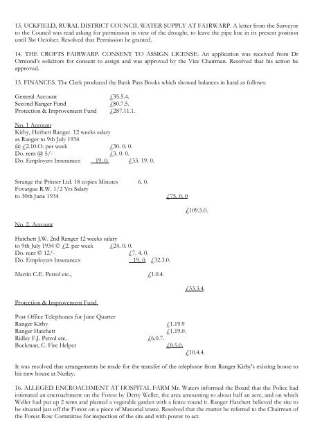 Transcript Historical Minute Book 1933 to 1940 - Ashdown Forest