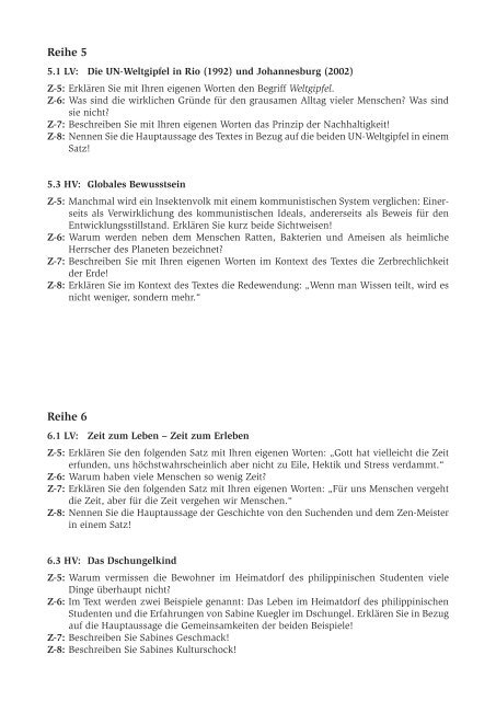 Zusatzaufgaben zu HV und LV Reihe 1 – 8 Mögliche ...