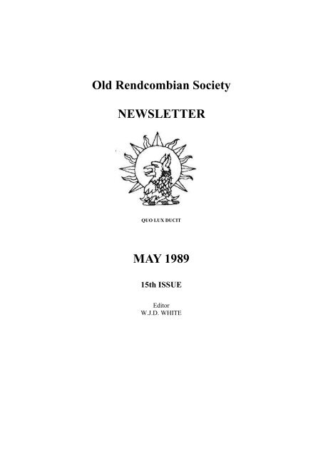 Old Rendcombian Newsletter 1989 - The Old Rendcombian
