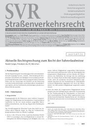 Aktuelle Rechtsprechung zum Recht der Fahrerlaubnisse - SVR