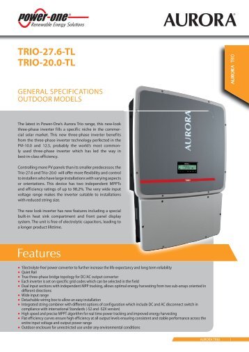 TRIO-20.0,27.6-TL 3 phase - Artemis Building Systems
