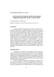 Analysis of sugars by micellar liquid chromatography with UV ...