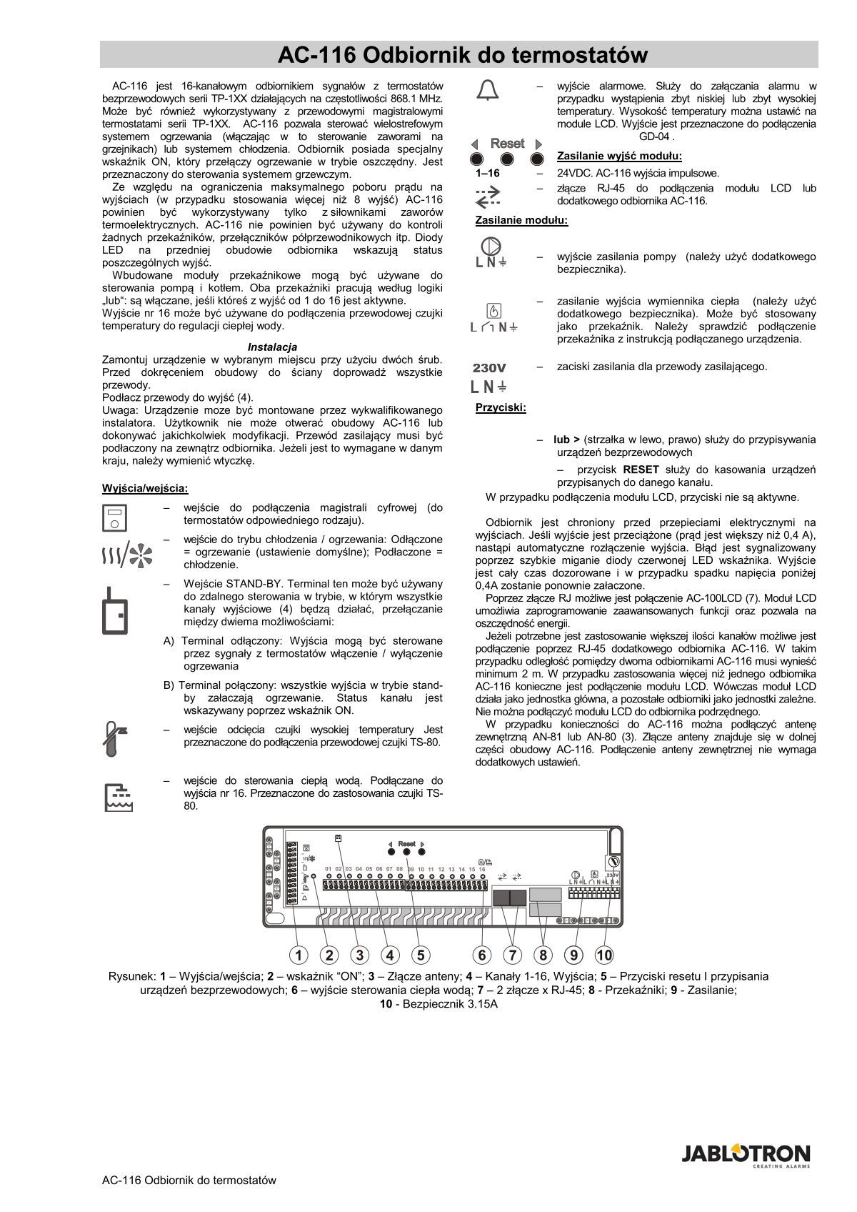 instrukcja montaÅ¼u AC-116 - Jablotron