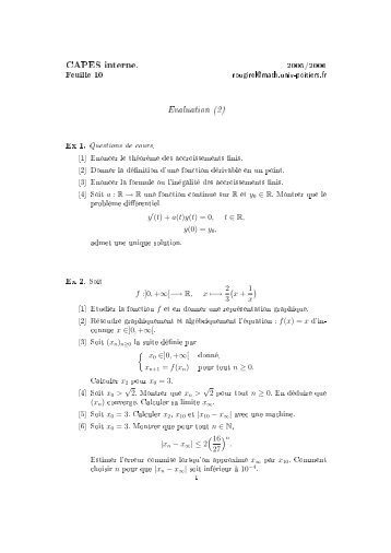 CAPES interne. - MathÃ©matiques