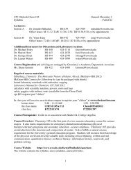 Chem 105 Syllabus - University of Wisconsin Oshkosh