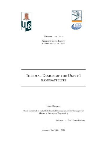 Thermal Design of the Oufti-1 nanosatellite